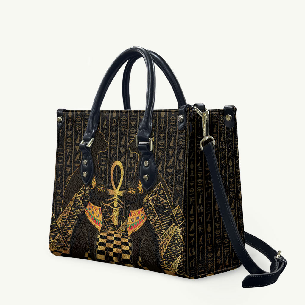 Egyptian Goddess Bastet Leather Bag Ancient Mythology Sacred Black Cat