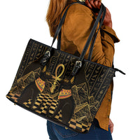 Egyptian Goddess Bastet Leather Tote Bag Ancient Mythology Sacred Black Cat
