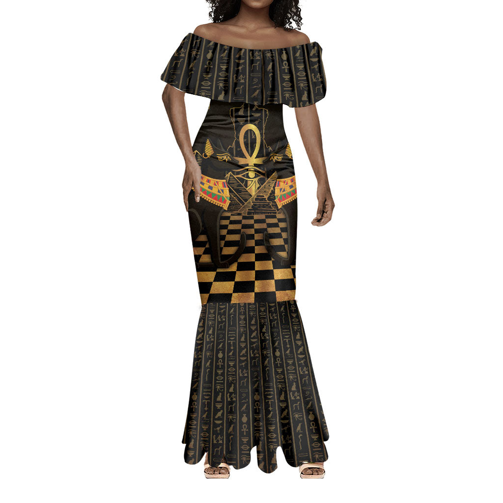Egyptian Goddess Bastet Mermaid Dress Ancient Mythology Sacred Black Cat