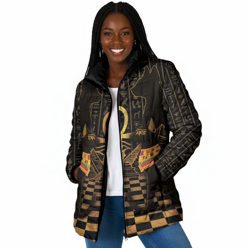 Egyptian Goddess Bastet Padded Jacket Ancient Mythology Sacred Black Cat