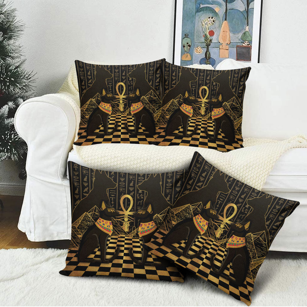 Egyptian Goddess Bastet Pillow Cover Ancient Mythology Sacred Black Cat