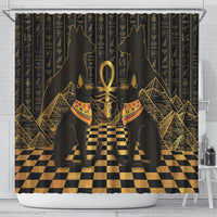 Egyptian Goddess Bastet Shower Curtain Ancient Mythology Sacred Black Cat