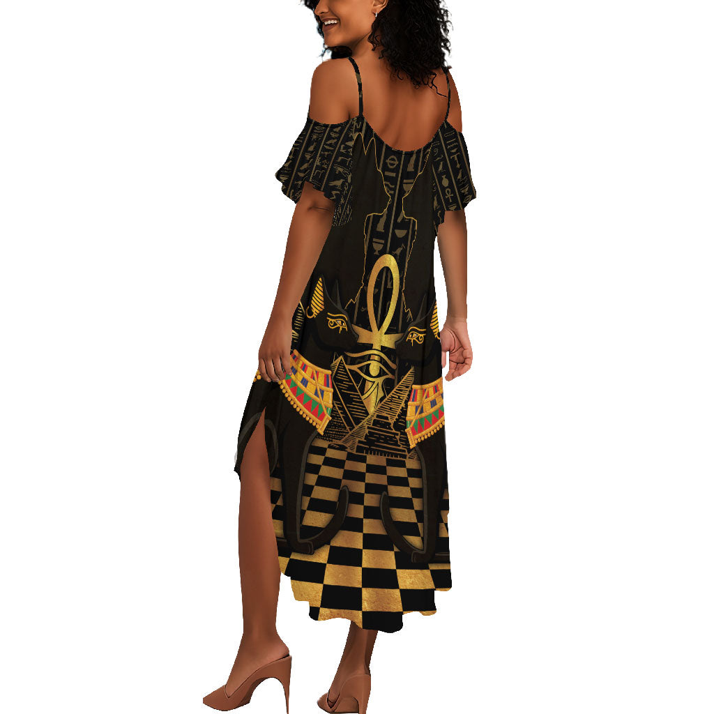 Egyptian Goddess Bastet Summer Maxi Dress Ancient Mythology Sacred Black Cat