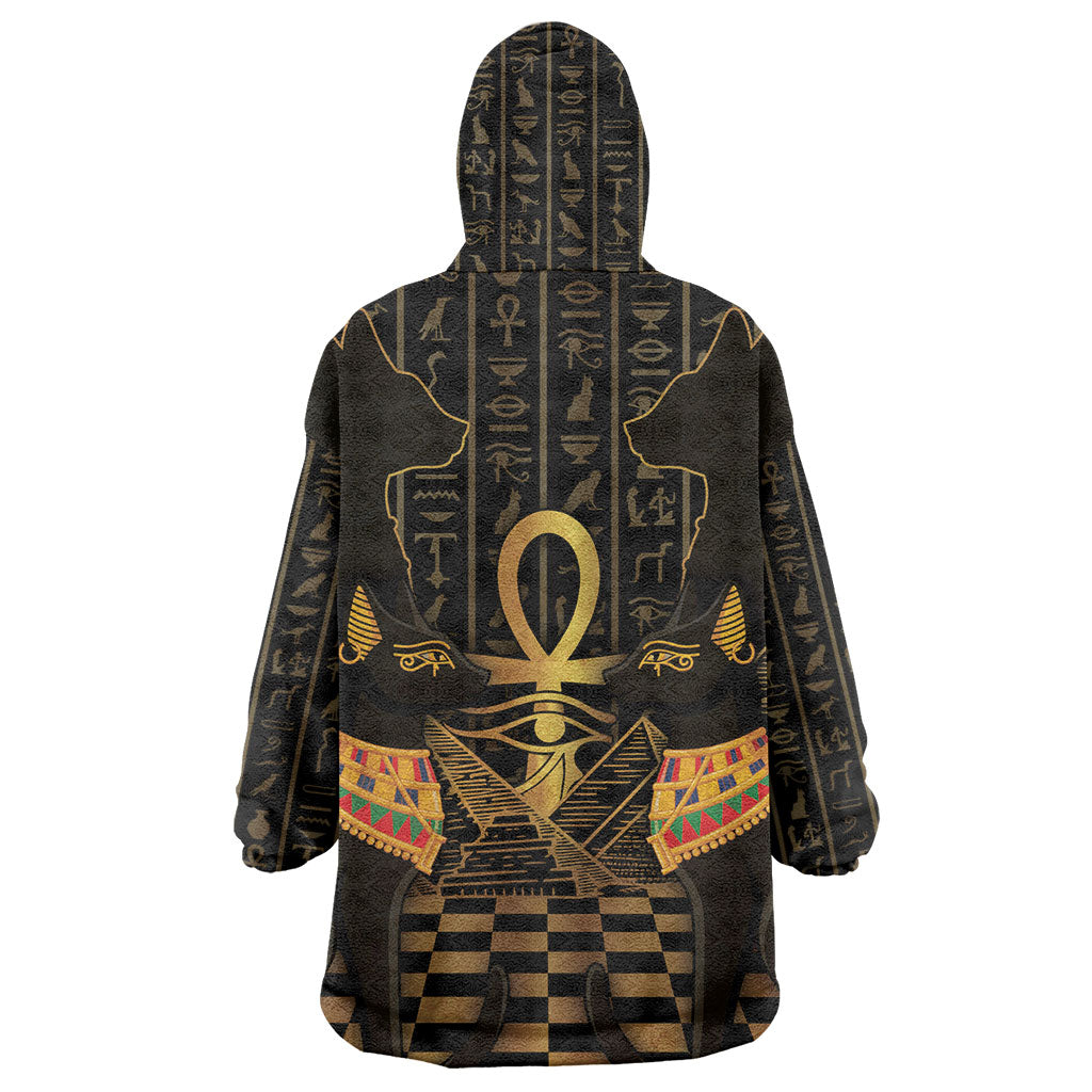 Egyptian Goddess Bastet Wearable Blanket Hoodie Ancient Mythology Sacred Black Cat