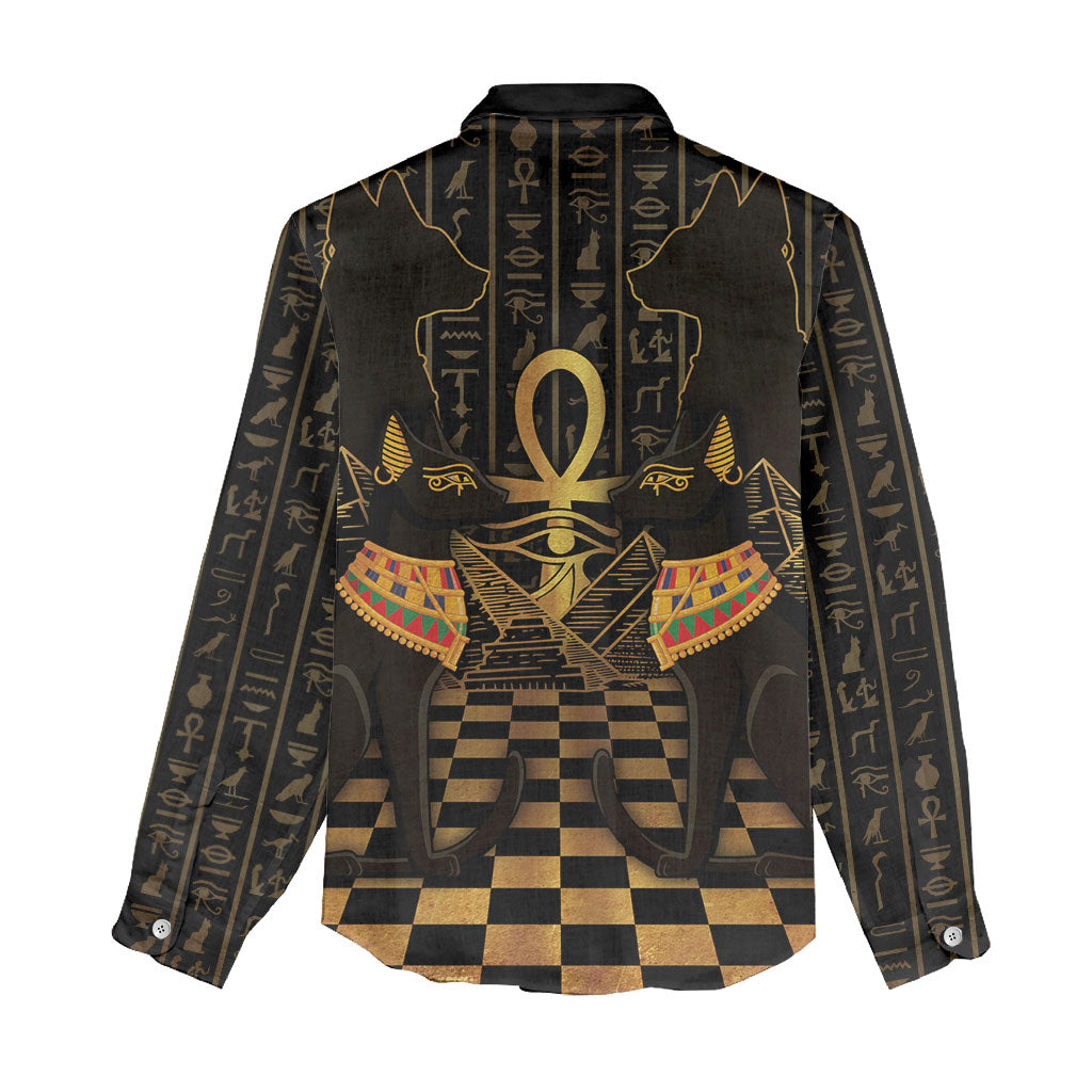 Egyptian Goddess Bastet Women Casual Shirt Ancient Mythology Sacred Black Cat