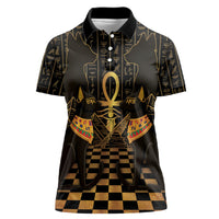 Egyptian Goddess Bastet Women Polo Shirt Ancient Mythology Sacred Black Cat