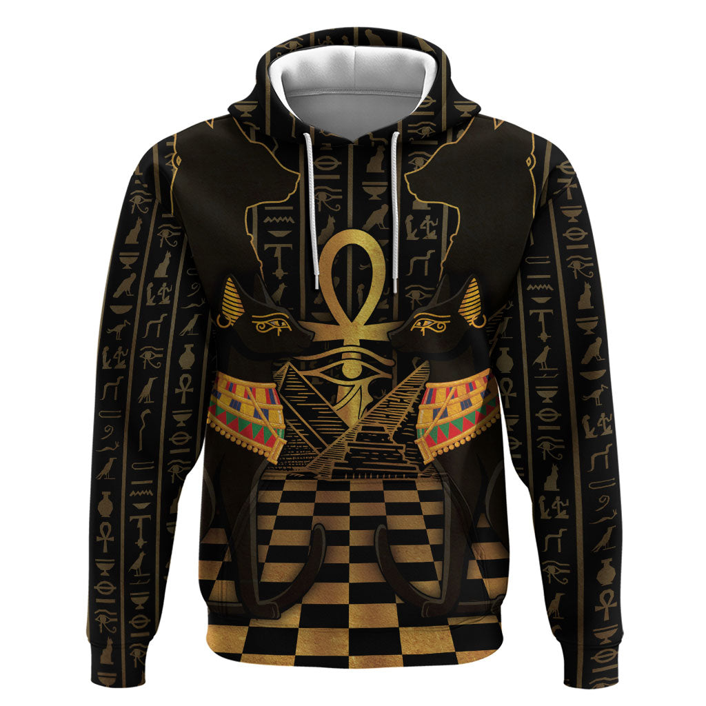 Egyptian Goddess Bastet Zip Hoodie Ancient Mythology Sacred Black Cat
