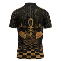 Egyptian Goddess Bastet Zipper Polo Shirt Ancient Mythology Sacred Black Cat