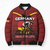 Personalized Germany Cycling Bomber Puffer Jacket Ride For Life - Wonder Print Shop