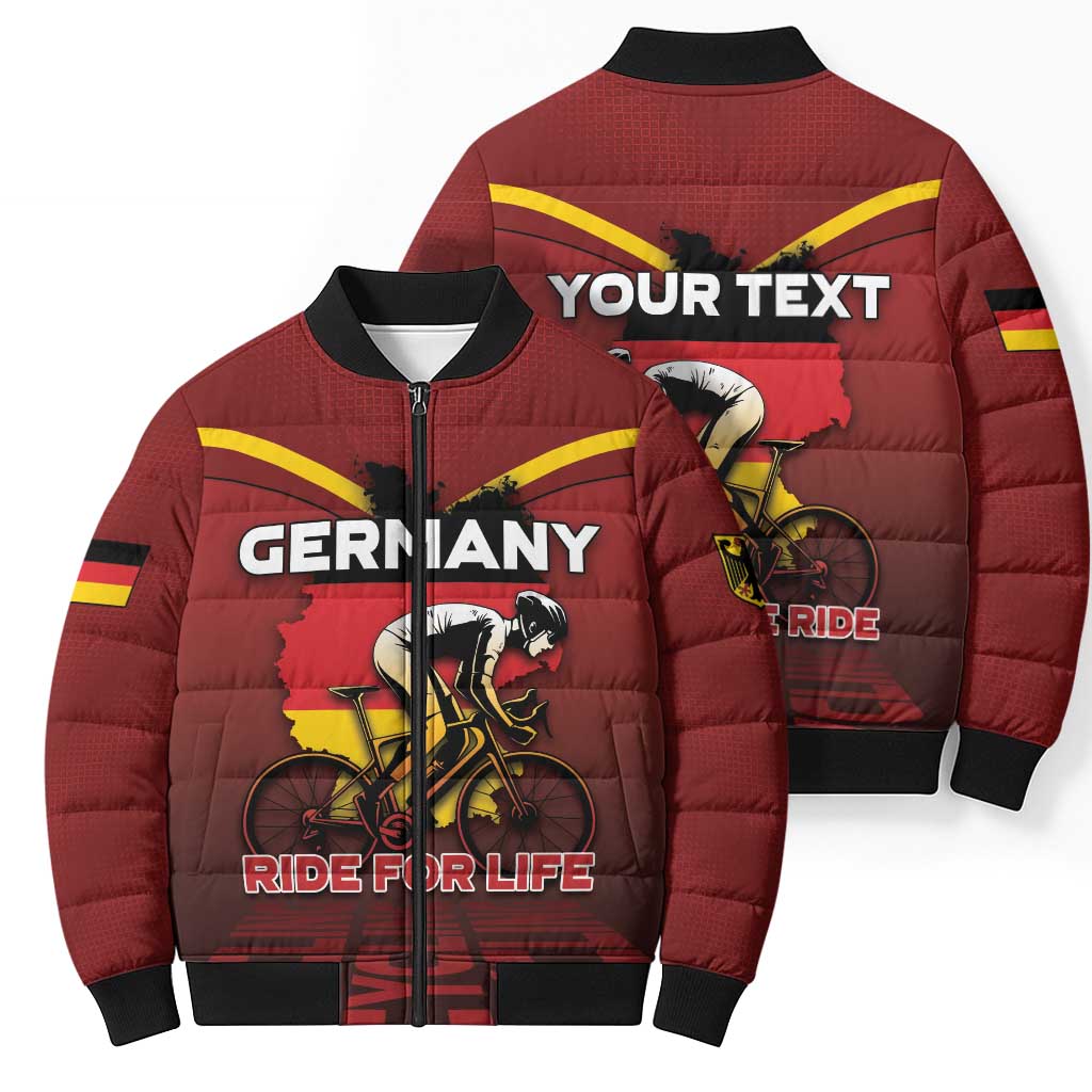 Personalized Germany Cycling Bomber Puffer Jacket Ride For Life - Wonder Print Shop