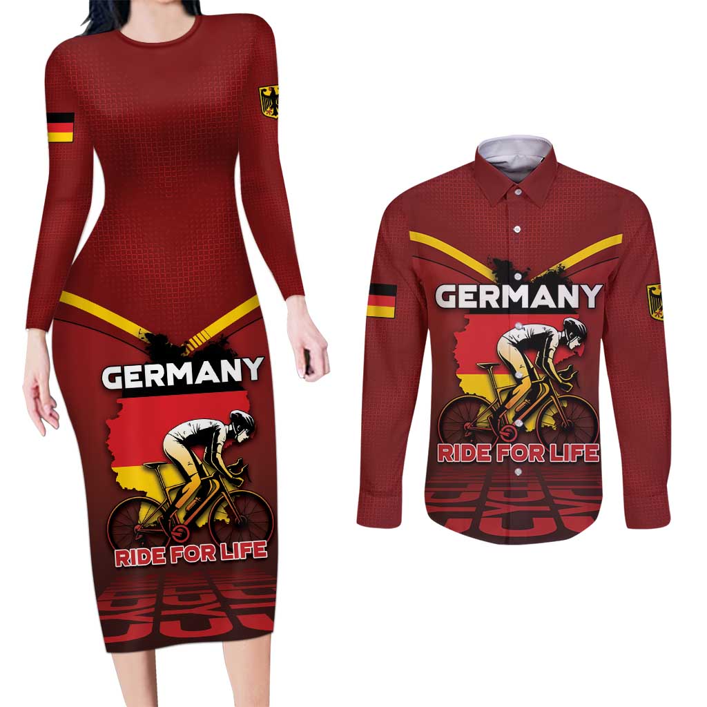Personalized Germany Cycling Couples Matching Long Sleeve Bodycon Dress and Long Sleeve Button Shirt Ride For Life - Wonder Print Shop
