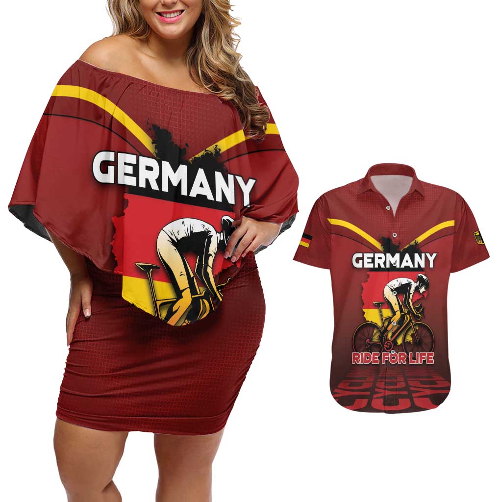 Personalized Germany Cycling Couples Matching Off Shoulder Short Dress and Hawaiian Shirt Ride For Life - Wonder Print Shop
