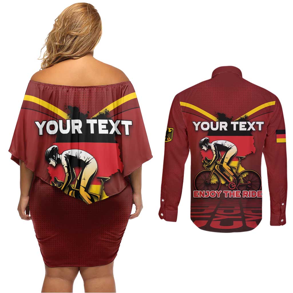 Personalized Germany Cycling Couples Matching Off Shoulder Short Dress and Long Sleeve Button Shirt Ride For Life - Wonder Print Shop
