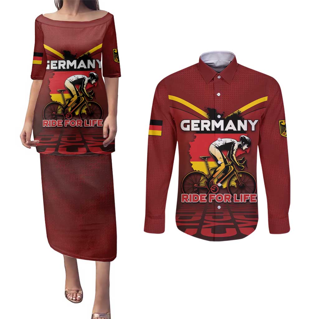 Personalized Germany Cycling Couples Matching Puletasi and Long Sleeve Button Shirt Ride For Life - Wonder Print Shop
