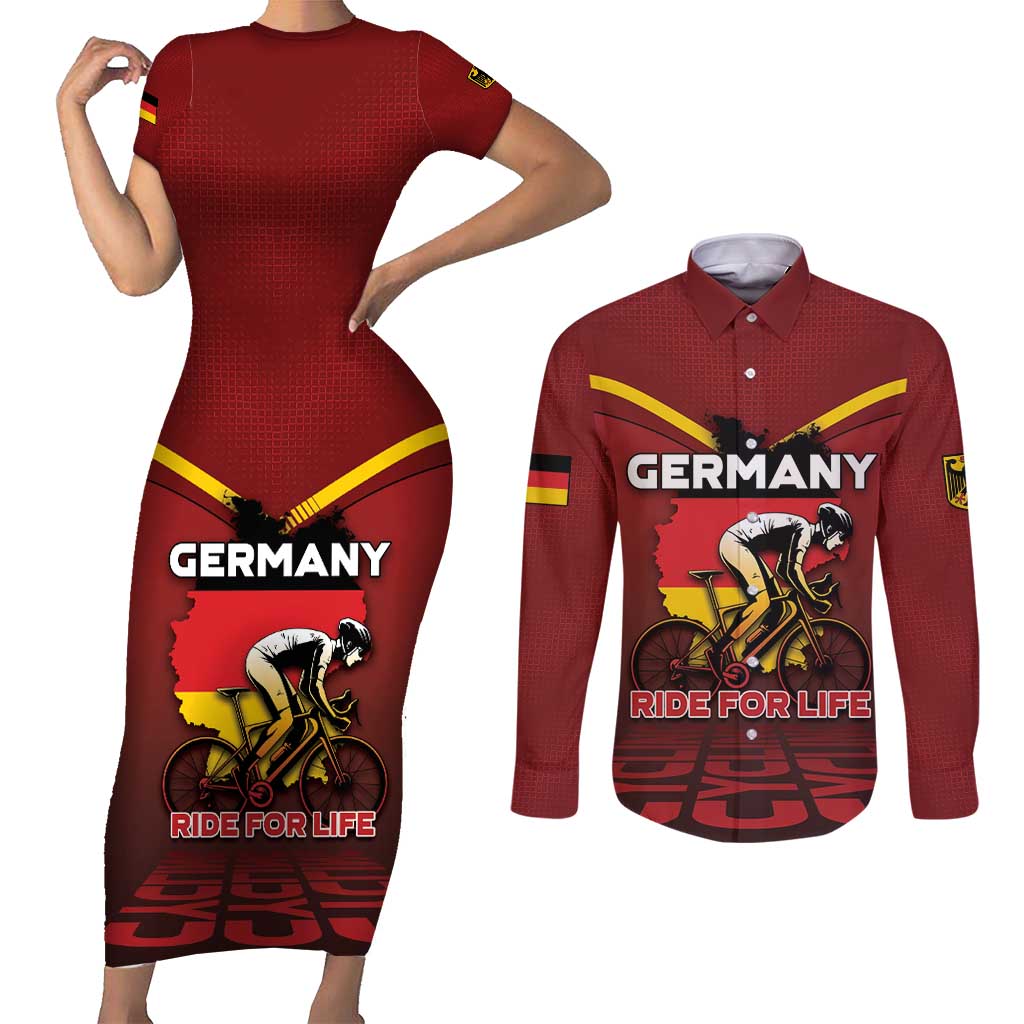 Personalized Germany Cycling Couples Matching Short Sleeve Bodycon Dress and Long Sleeve Button Shirt Ride For Life - Wonder Print Shop