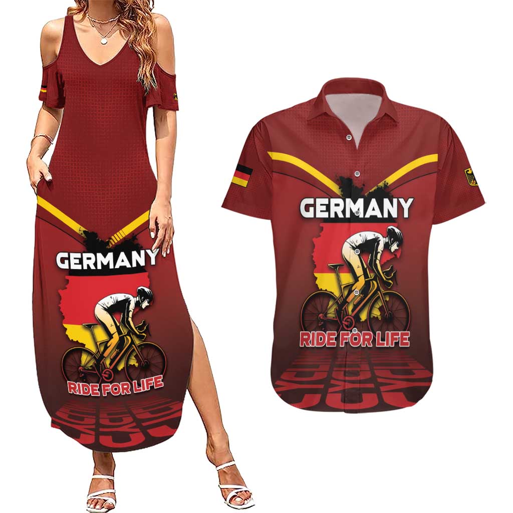 Personalized Germany Cycling Couples Matching Summer Maxi Dress and Hawaiian Shirt Ride For Life - Wonder Print Shop