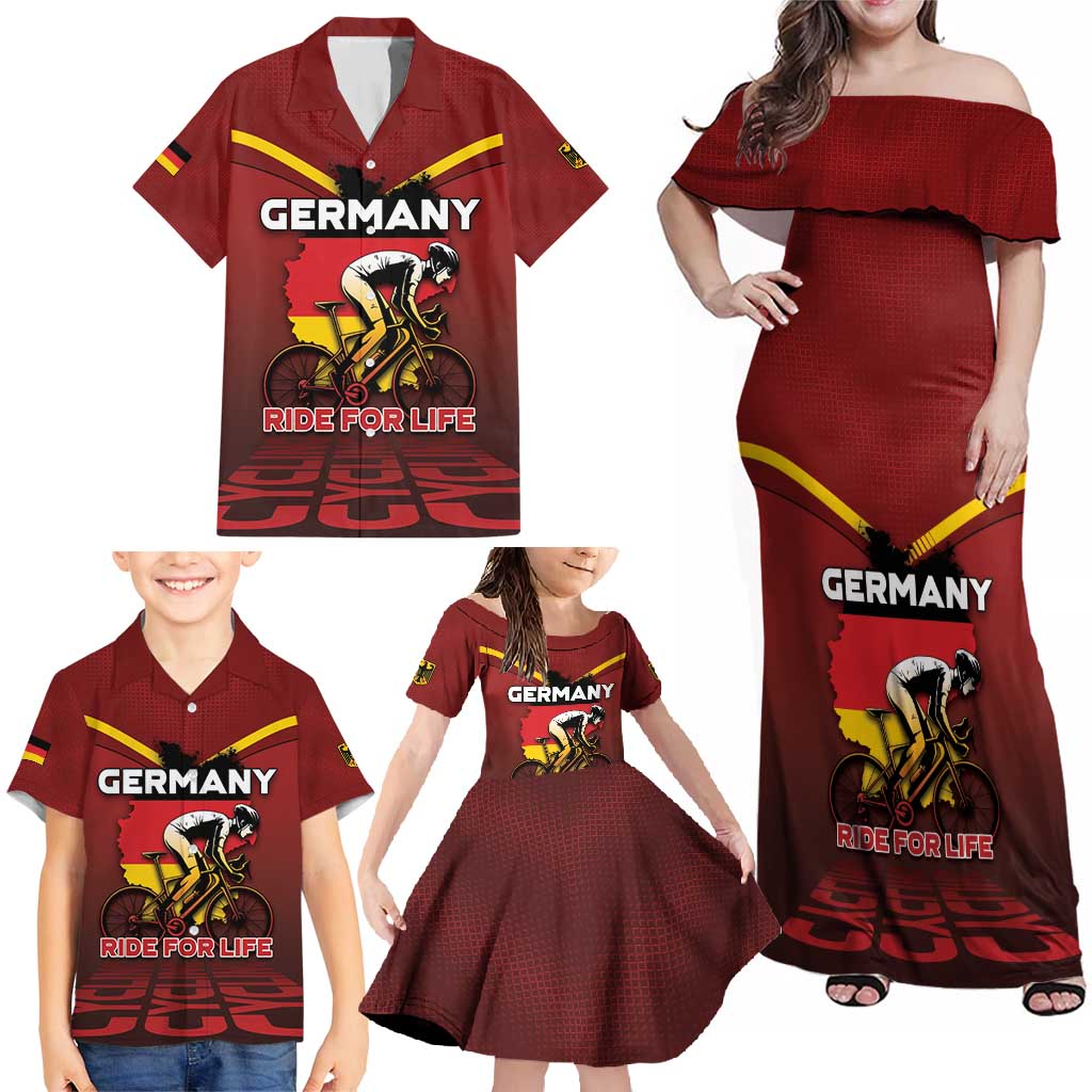 Personalized Germany Cycling Family Matching Off Shoulder Maxi Dress and Hawaiian Shirt Ride For Life - Wonder Print Shop