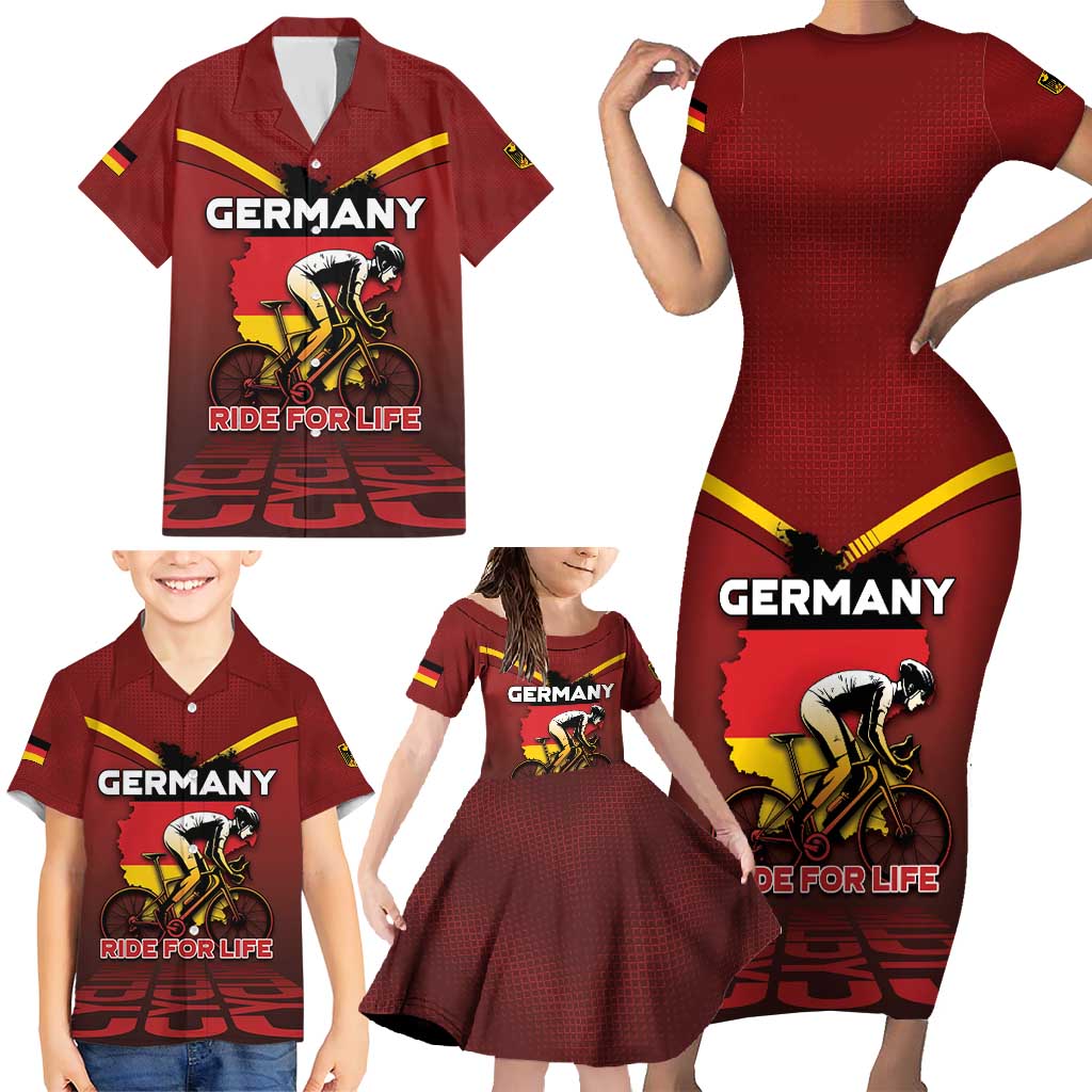 Personalized Germany Cycling Family Matching Short Sleeve Bodycon Dress and Hawaiian Shirt Ride For Life - Wonder Print Shop