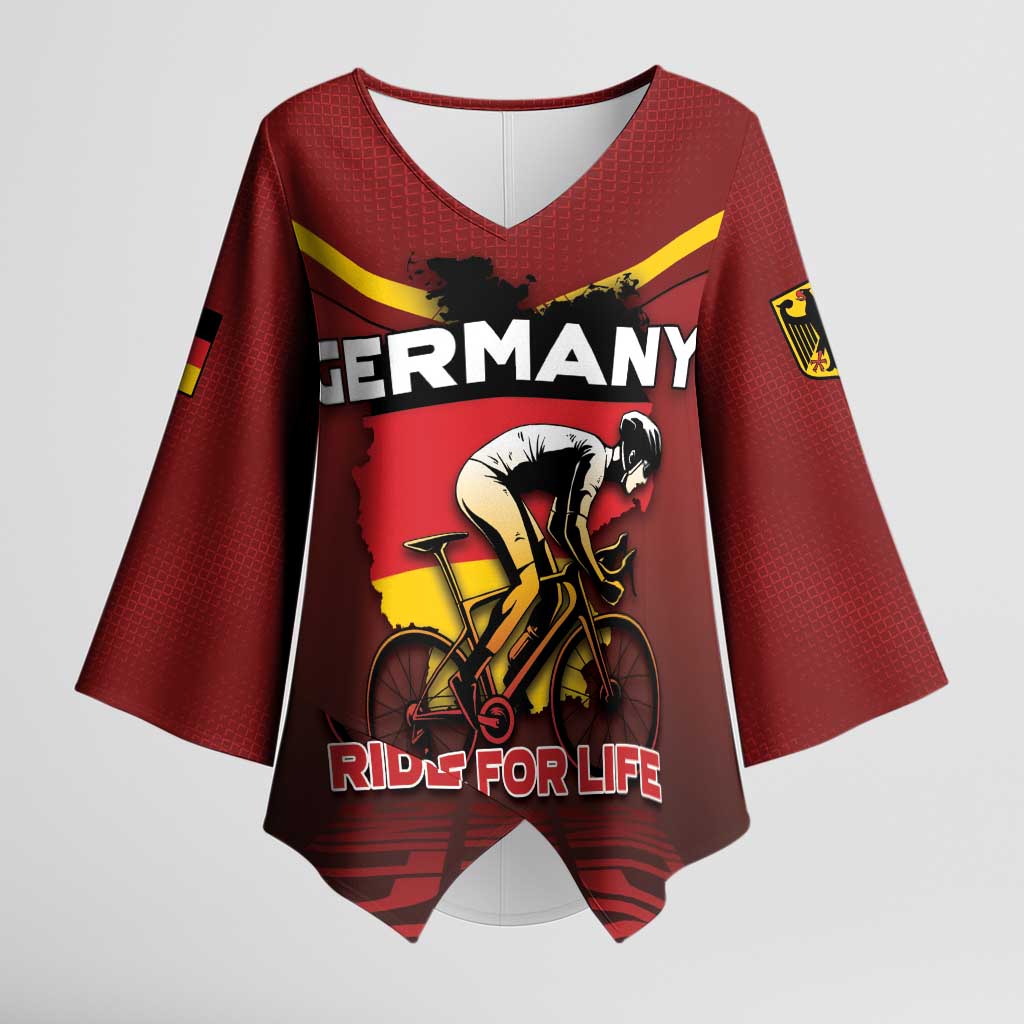 Personalized Germany Cycling Kimono Sleeve Blouse Ride For Life - Wonder Print Shop