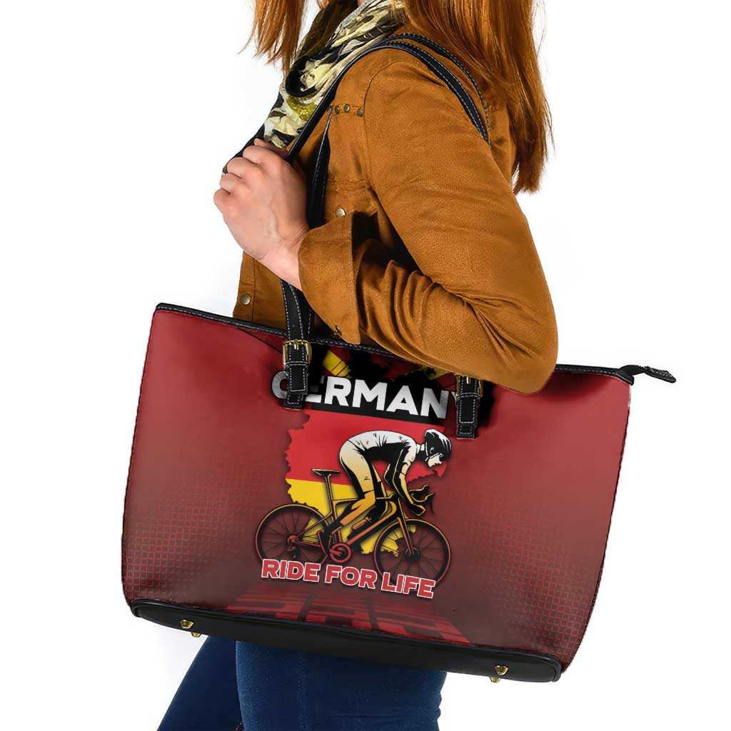 Germany Cycling Leather Tote Bag Ride For Life - Wonder Print Shop