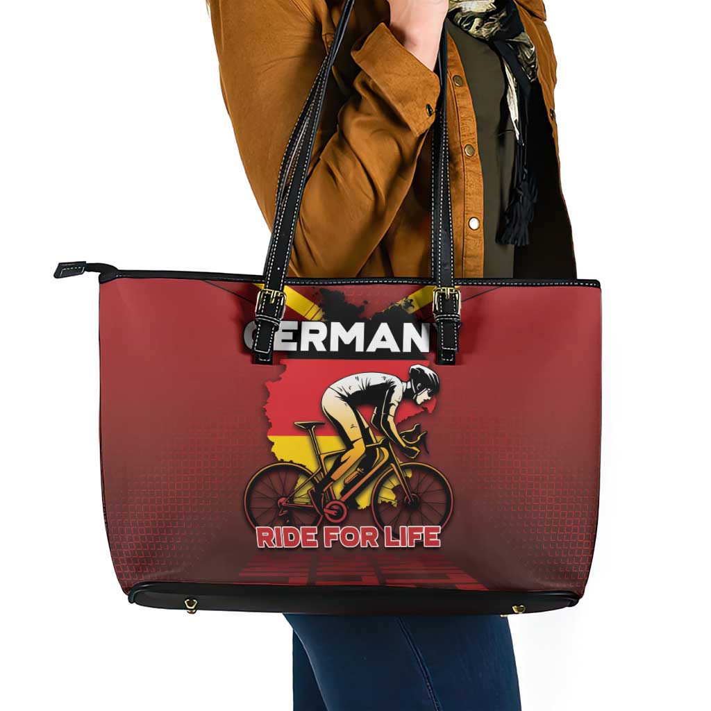 Germany Cycling Leather Tote Bag Ride For Life - Wonder Print Shop