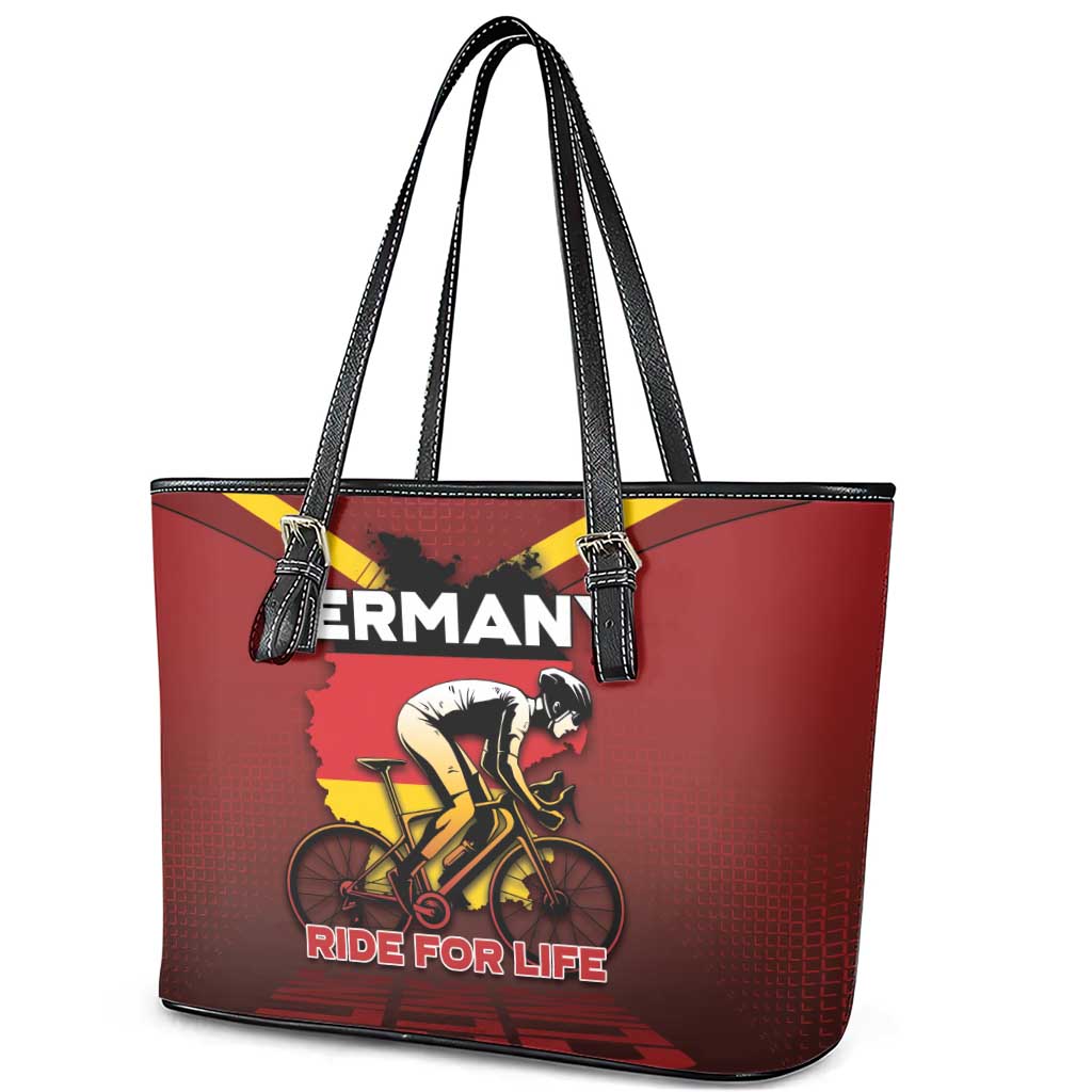 Germany Cycling Leather Tote Bag Ride For Life - Wonder Print Shop