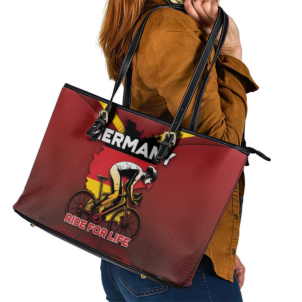 Germany Cycling Leather Tote Bag Ride For Life - Wonder Print Shop