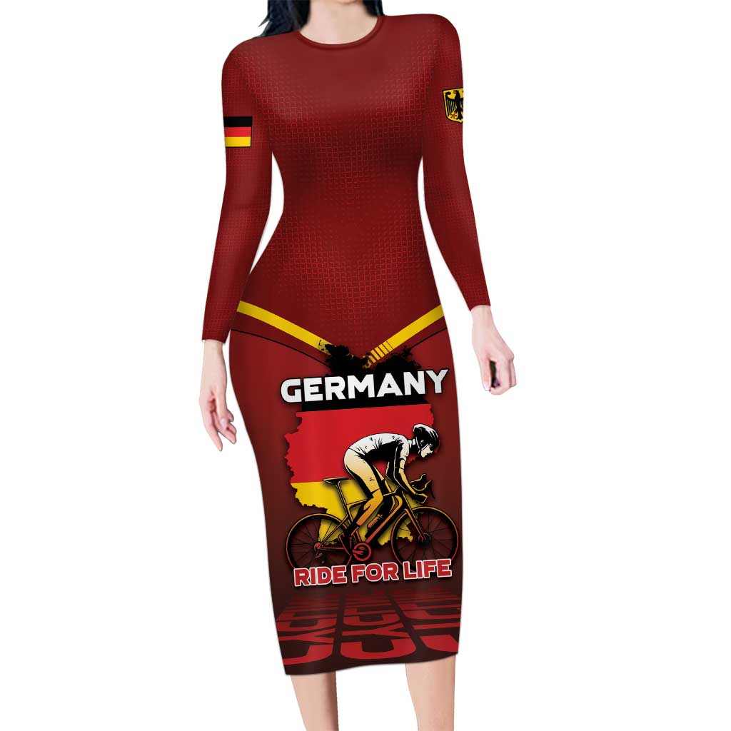Personalized Germany Cycling Long Sleeve Bodycon Dress Ride For Life - Wonder Print Shop