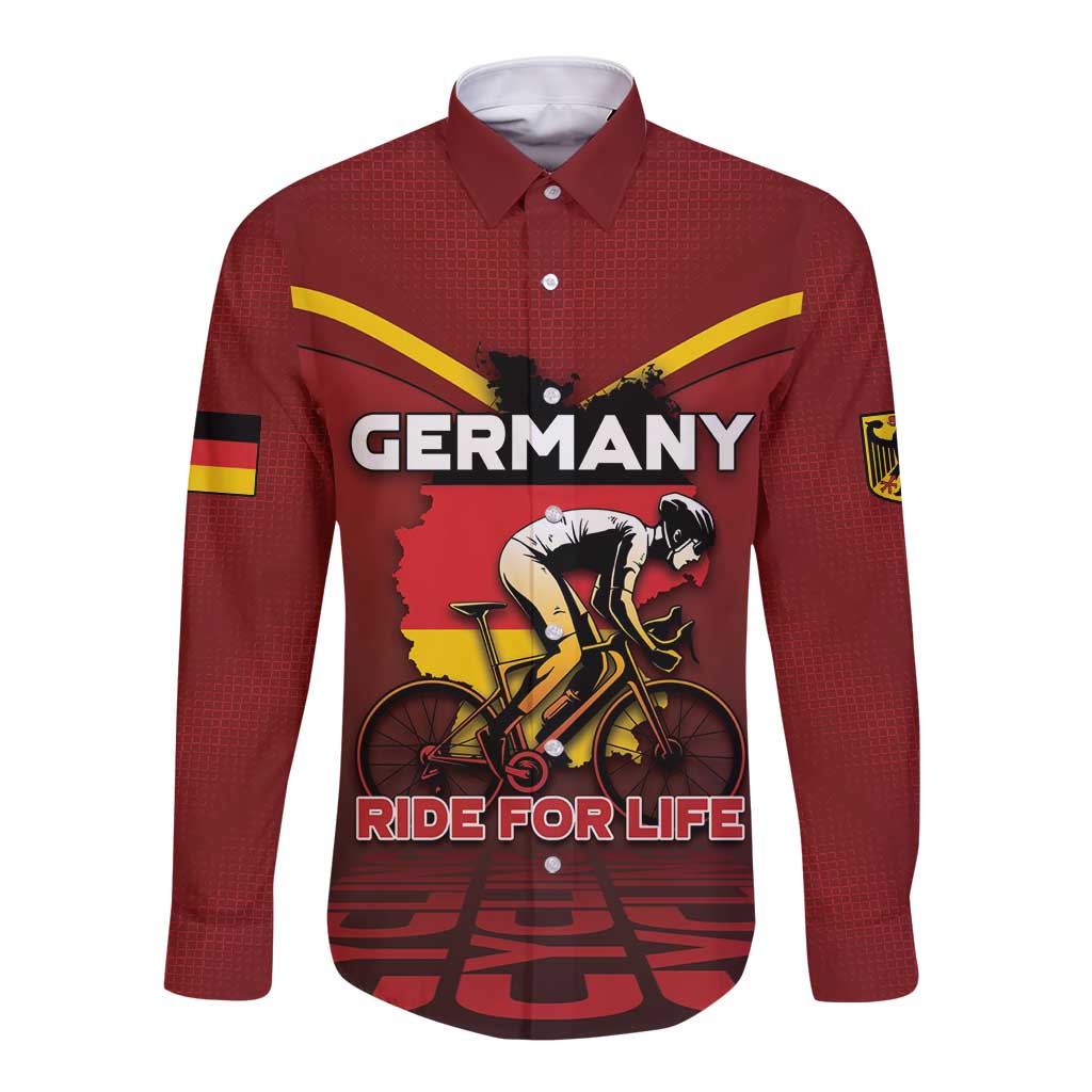 Personalized Germany Cycling Long Sleeve Button Shirt Ride For Life - Wonder Print Shop