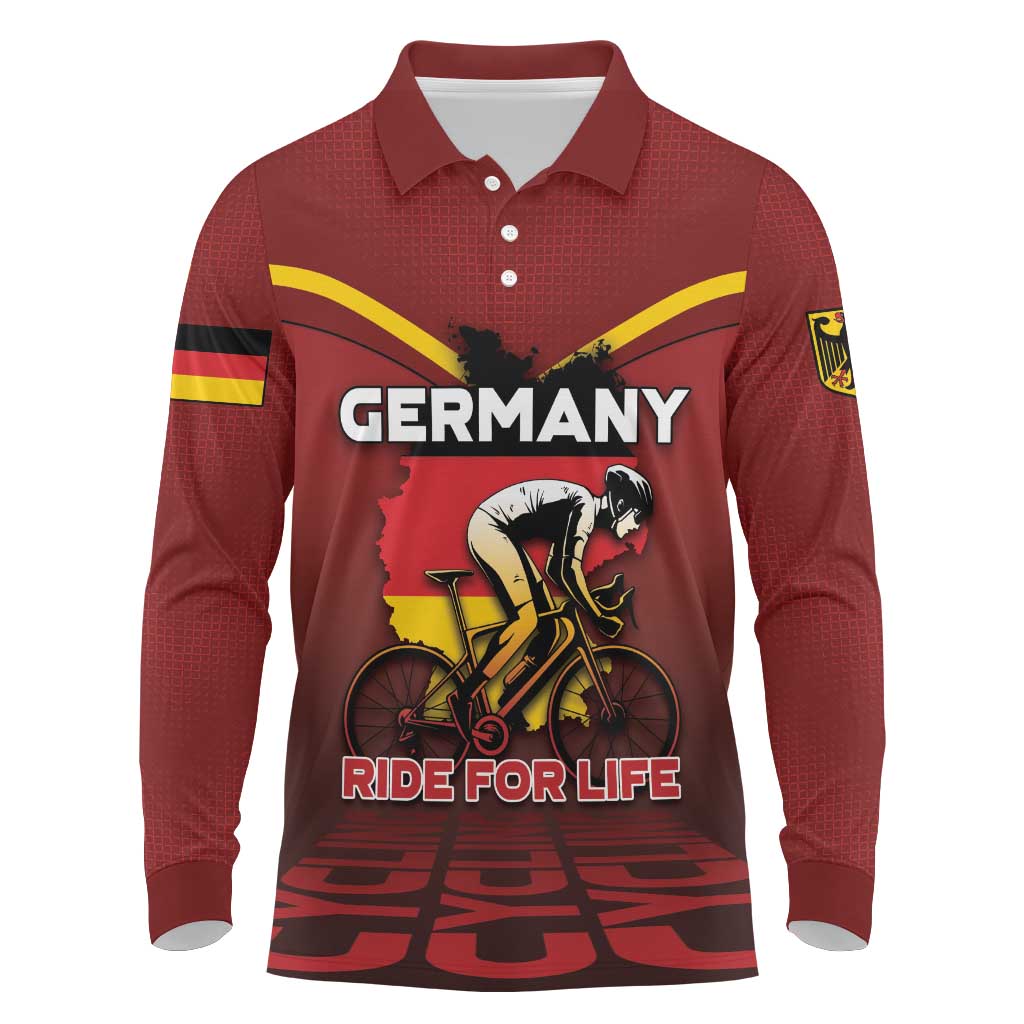 Personalized Germany Cycling Long Sleeve Polo Shirt Ride For Life - Wonder Print Shop