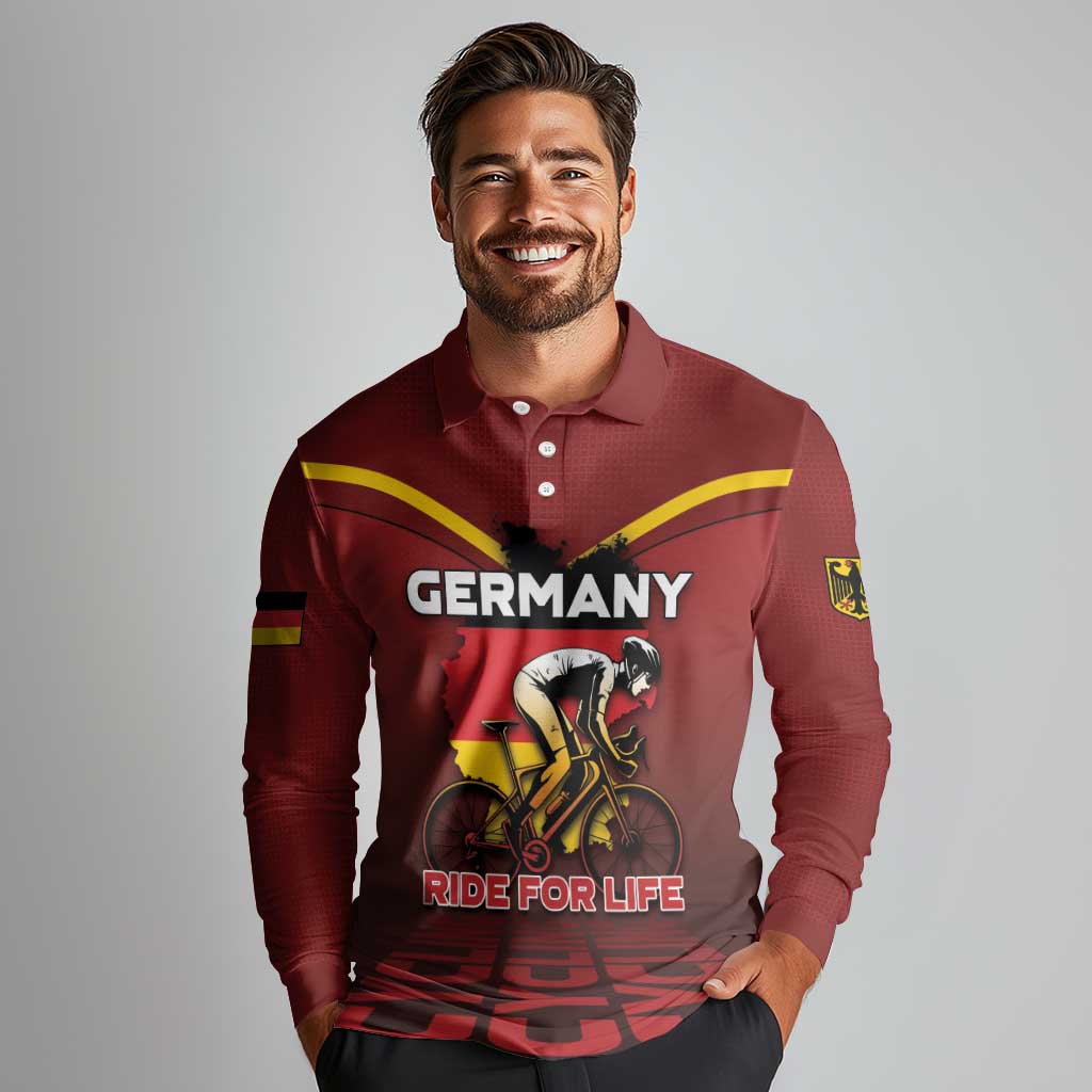 Personalized Germany Cycling Long Sleeve Polo Shirt Ride For Life - Wonder Print Shop