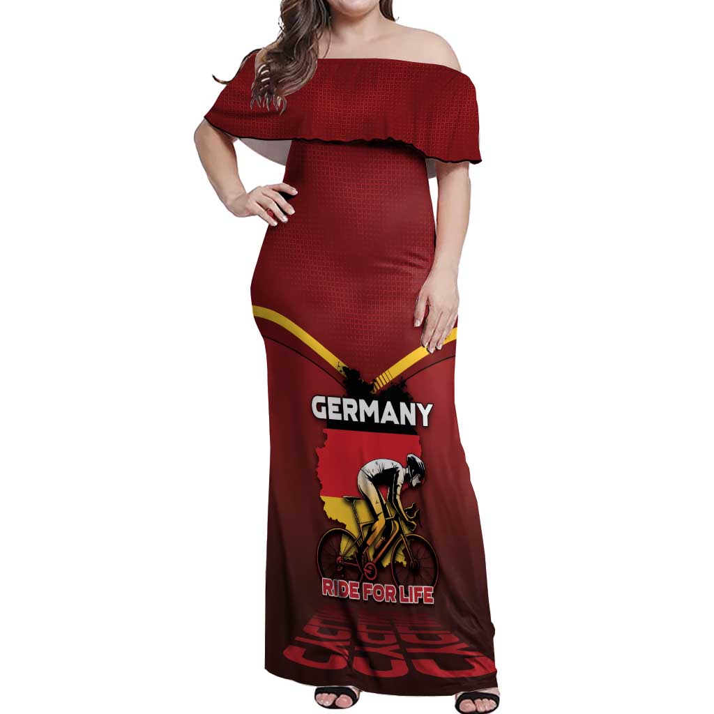 Personalized Germany Cycling Off Shoulder Maxi Dress Ride For Life - Wonder Print Shop