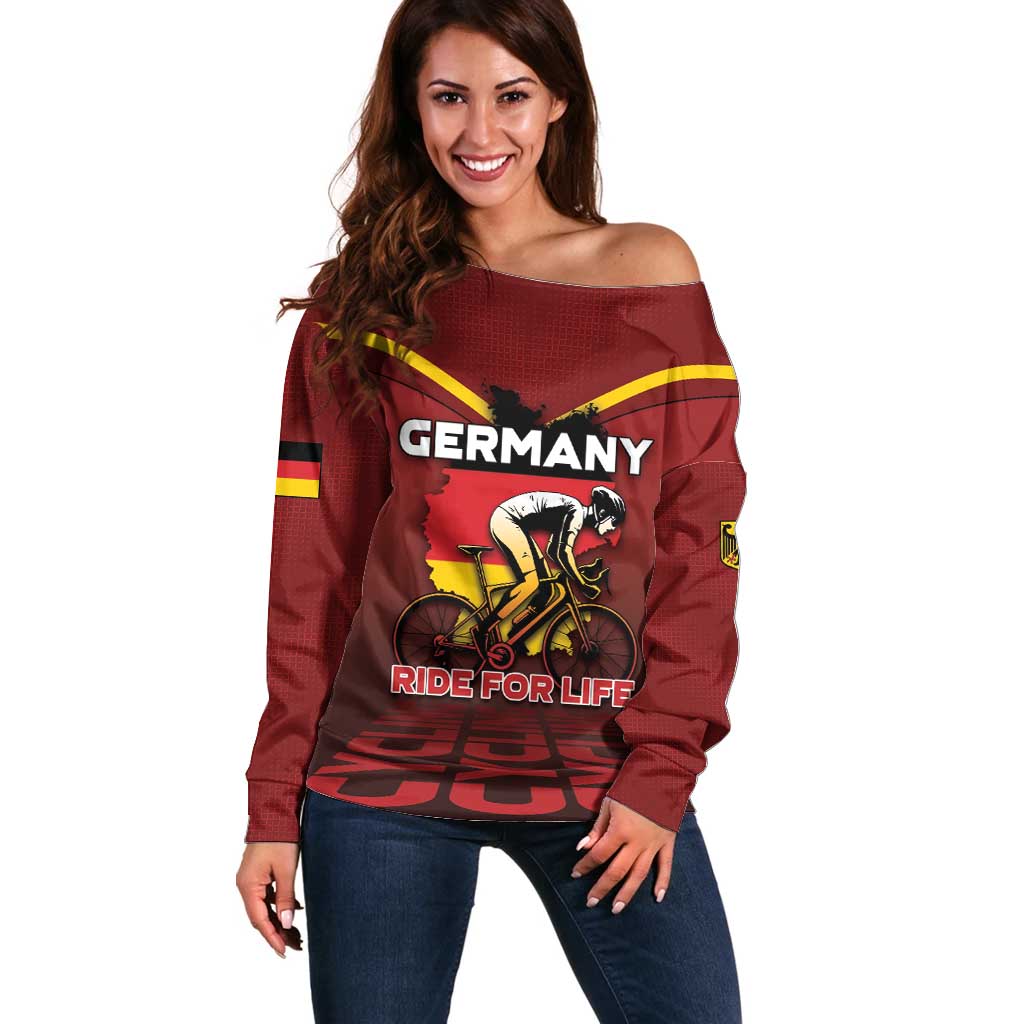 Personalized Germany Cycling Off Shoulder Sweater Ride For Life - Wonder Print Shop