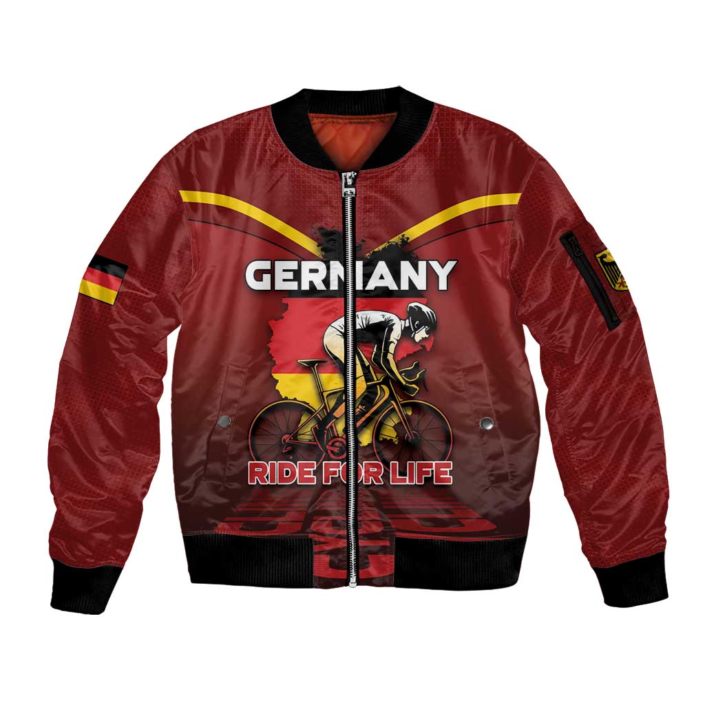 Personalized Germany Cycling Sleeve Zip Bomber Jacket Ride For Life - Wonder Print Shop