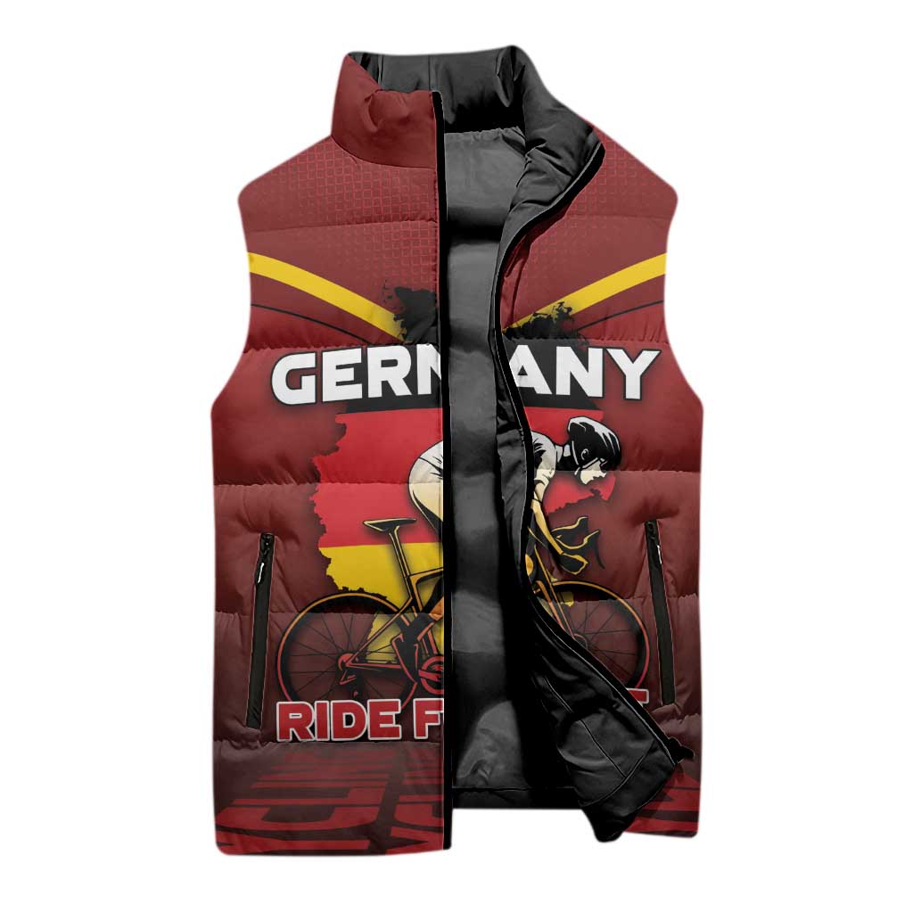 Personalized Germany Cycling Sleeveless Puffer Jacket Ride For Life - Wonder Print Shop