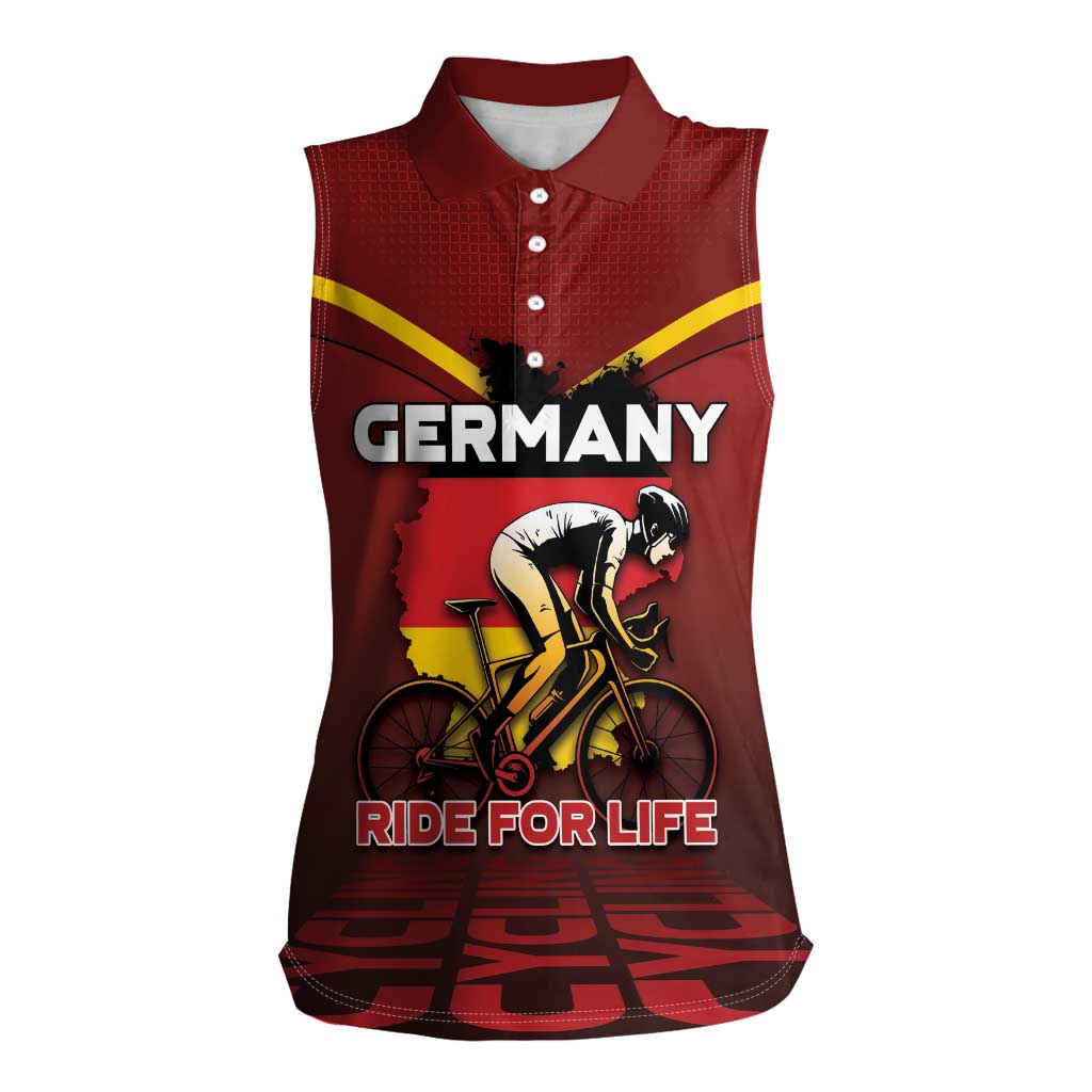 Personalized Germany Cycling Women Sleeveless Polo Shirt Ride For Life - Wonder Print Shop