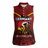Personalized Germany Cycling Women Sleeveless Polo Shirt Ride For Life - Wonder Print Shop