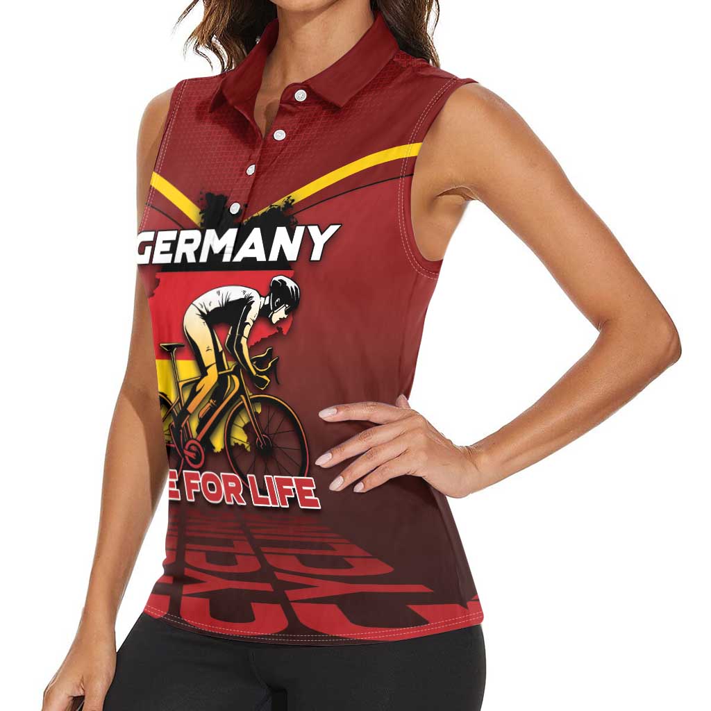 Personalized Germany Cycling Women Sleeveless Polo Shirt Ride For Life - Wonder Print Shop