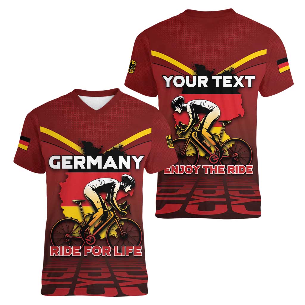 Personalized Germany Cycling Women V-Neck T-Shirt Ride For Life - Wonder Print Shop