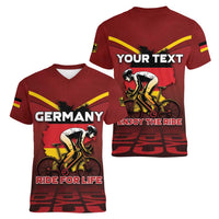 Personalized Germany Cycling Women V-Neck T-Shirt Ride For Life - Wonder Print Shop