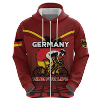 Personalized Germany Cycling Zip Hoodie Ride For Life - Wonder Print Shop