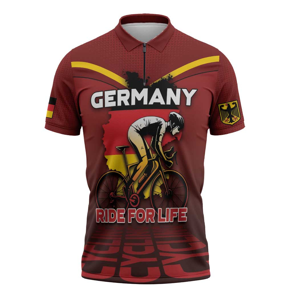 Personalized Germany Cycling Zipper Polo Shirt Ride For Life - Wonder Print Shop