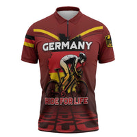 Personalized Germany Cycling Zipper Polo Shirt Ride For Life - Wonder Print Shop