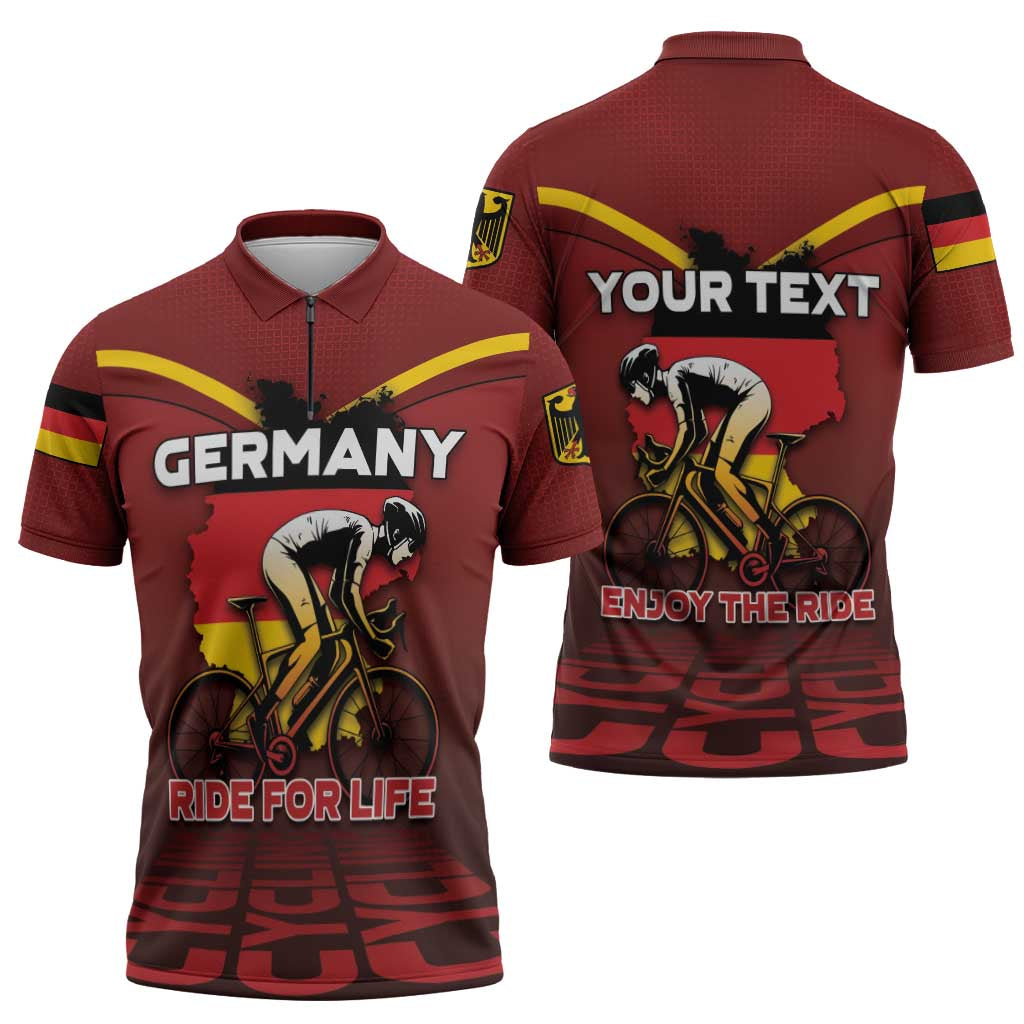 Personalized Germany Cycling Zipper Polo Shirt Ride For Life - Wonder Print Shop