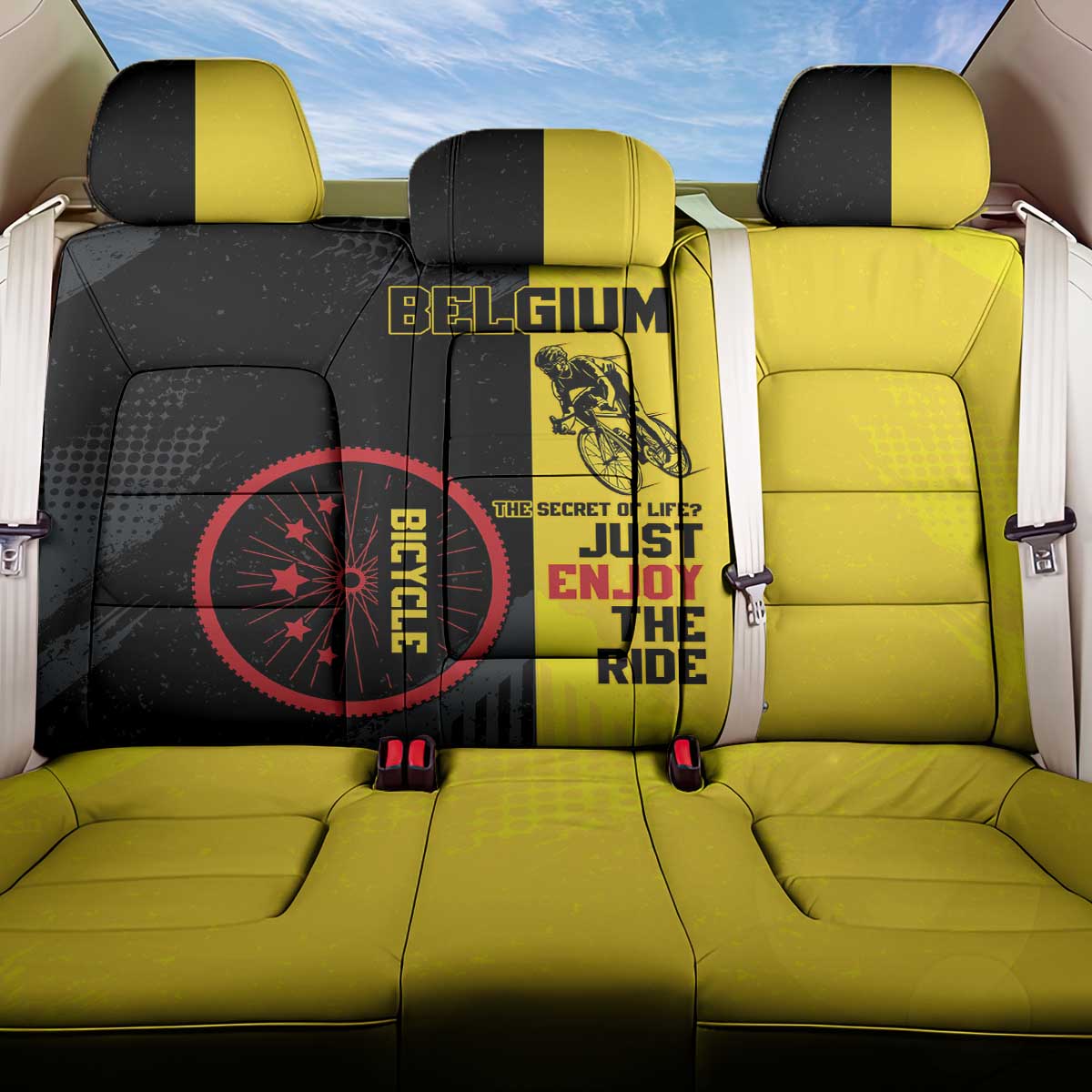 Belgium Cycling Back Car Seat Cover Just Enjoy The Ride - Wonder Print Shop