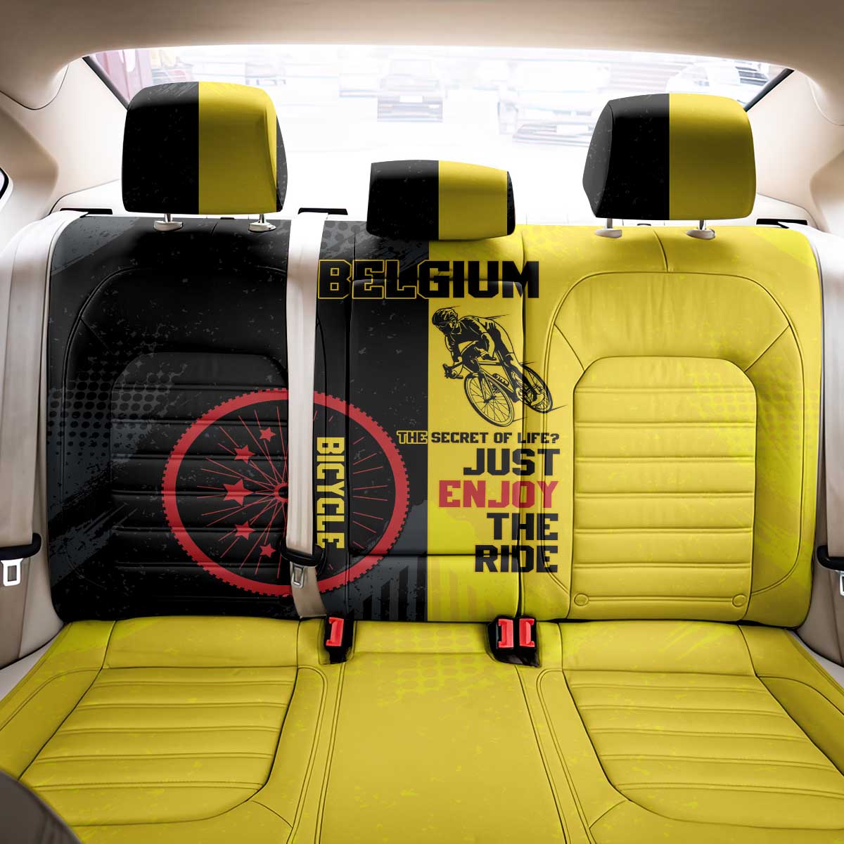 Belgium Cycling Back Car Seat Cover Just Enjoy The Ride - Wonder Print Shop