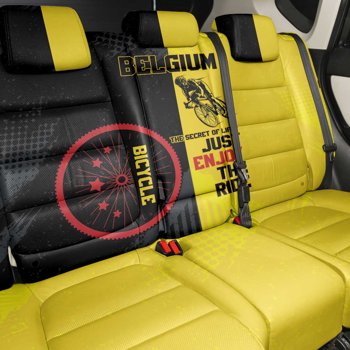 Belgium Cycling Back Car Seat Cover Just Enjoy The Ride - Wonder Print Shop