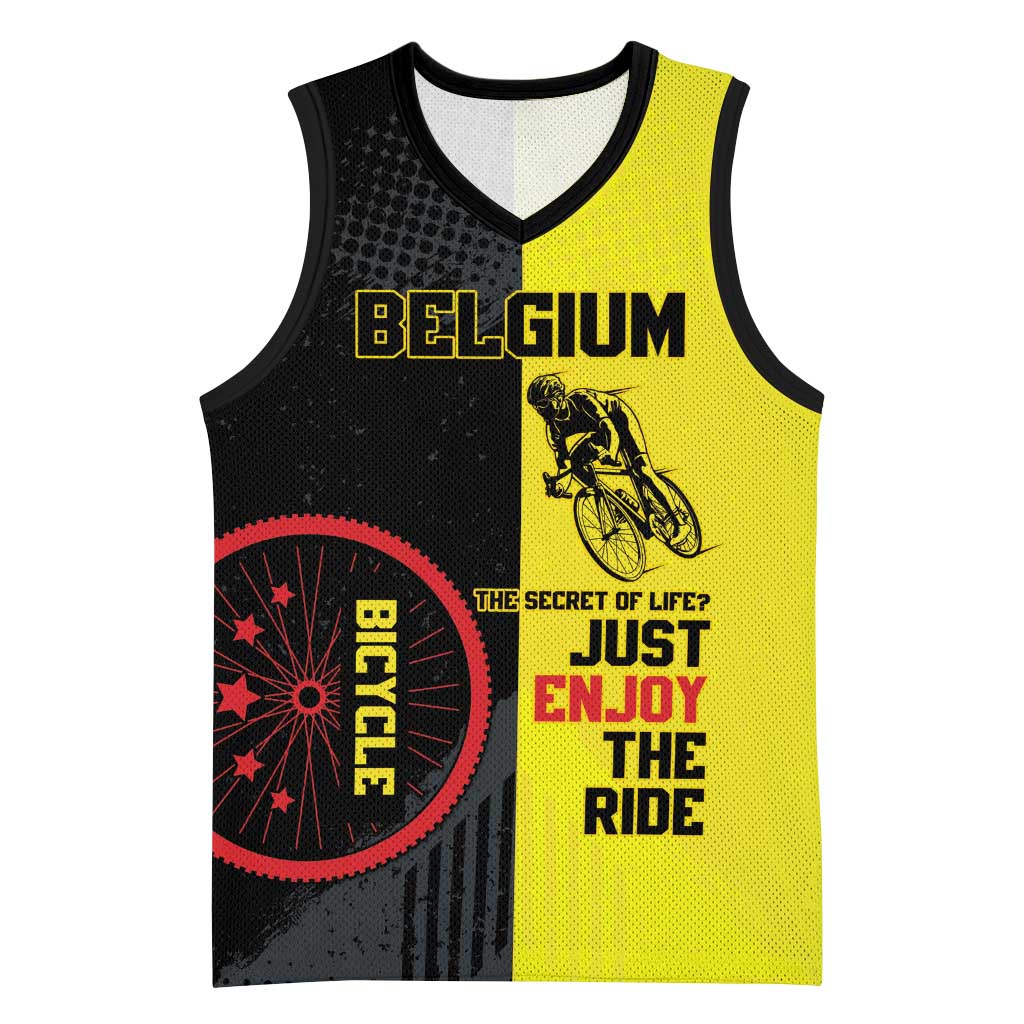 Personalized Belgium Cycling Basketball Jersey Just Enjoy The Ride - Wonder Print Shop