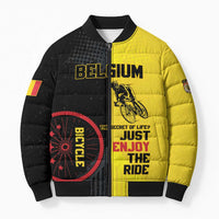 Personalized Belgium Cycling Bomber Puffer Jacket Just Enjoy The Ride - Wonder Print Shop