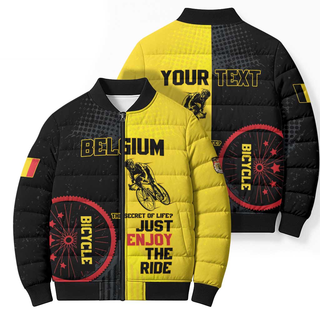 Personalized Belgium Cycling Bomber Puffer Jacket Just Enjoy The Ride - Wonder Print Shop